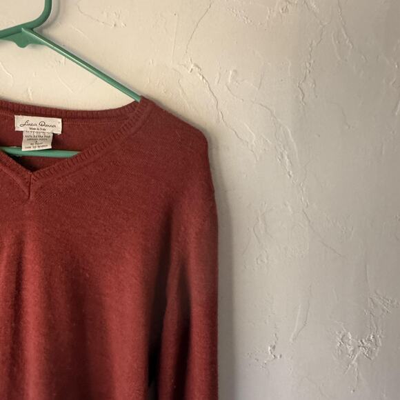 Linea Donna Sweater Vintage Large Red V Neck Pullover Merino Wool Made Italy - Picture 2 of 9